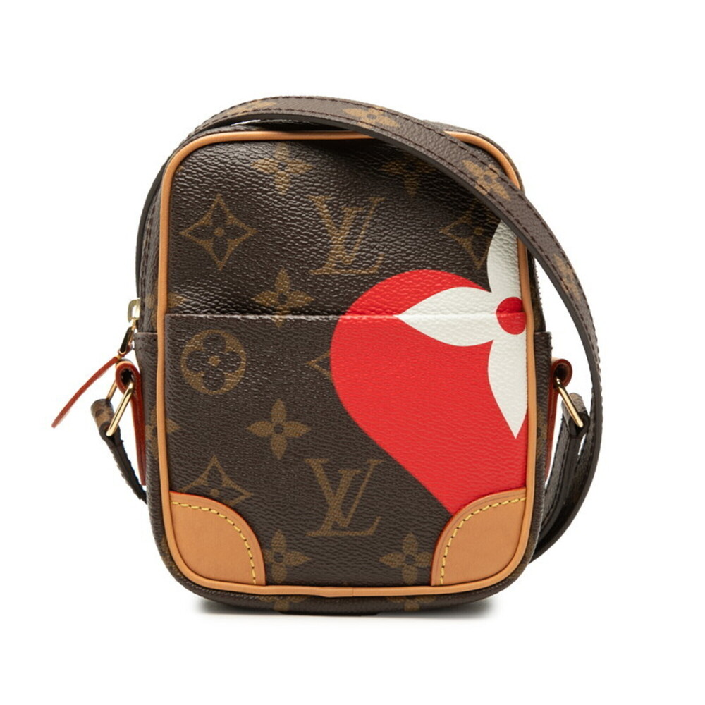 LOUIS VUITTON Authentic Brown Monogram Leather Heart Shoulder Bag